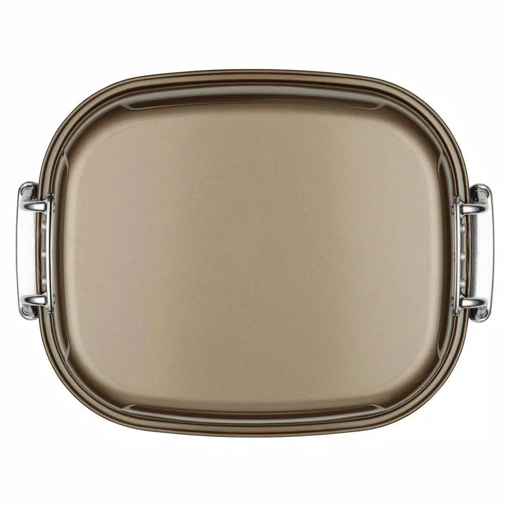 Unbranded Anolon Advanced 16 in. x 13.5 in. Nonstick Roasting Pan with Removable U-Rack, Bronze