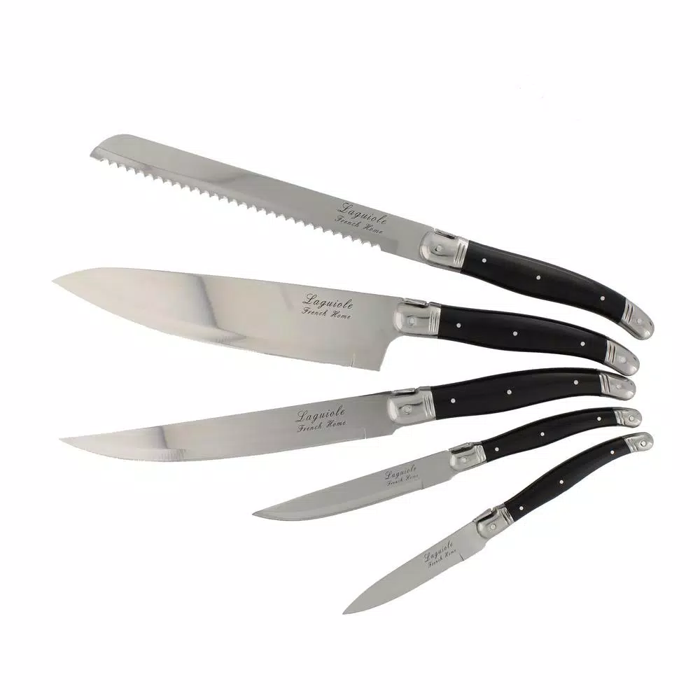 Unbranded French Laguiole 5-Piece Kitchen Knife Set with Magnetic Wood Display