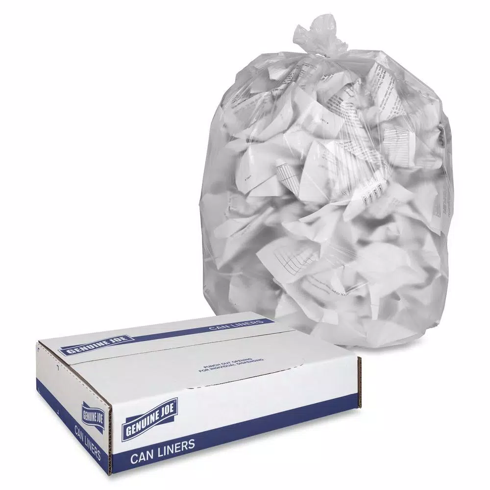 Genuine Joe 56 Gal. High-Density Can Liners, Clear, 200-Count