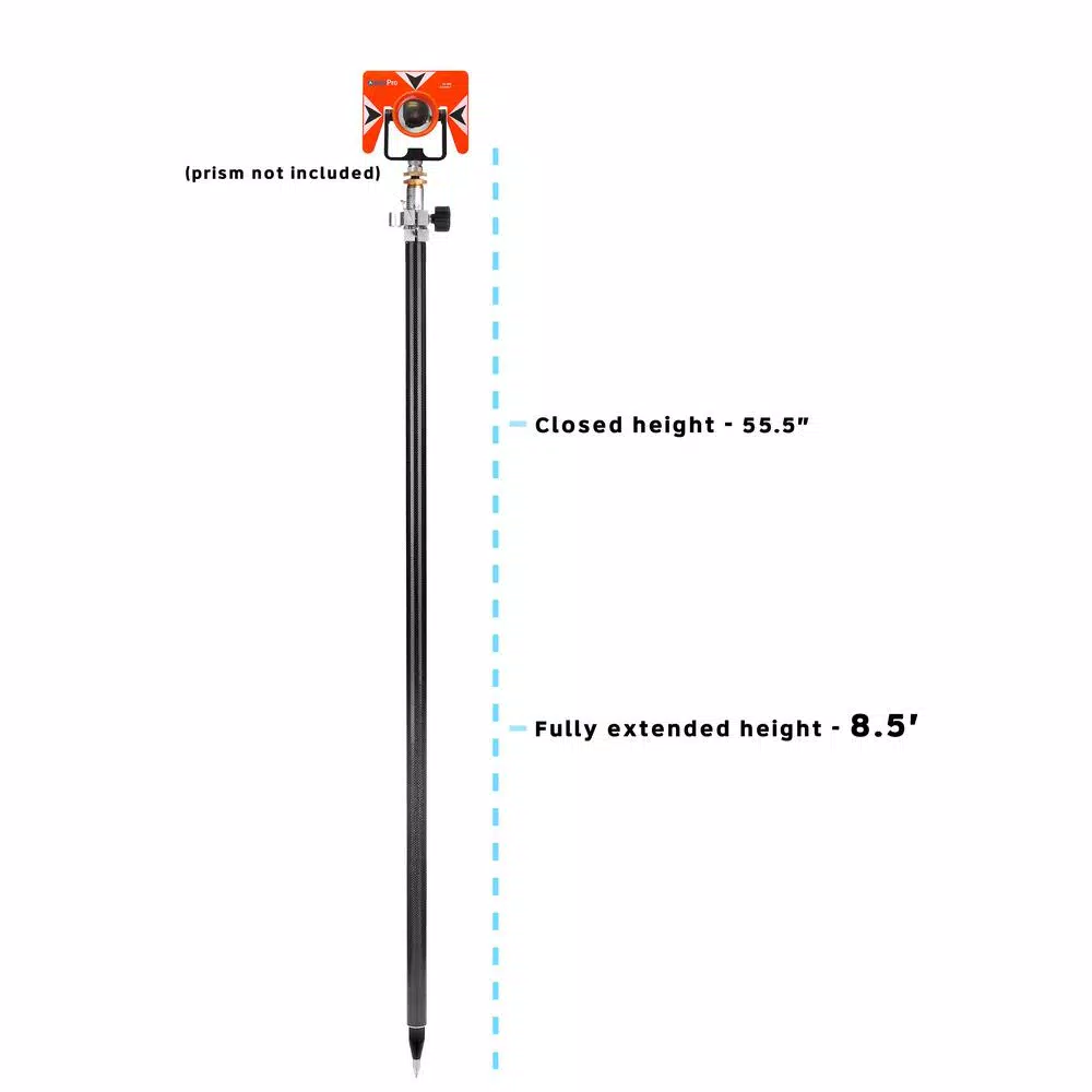 AdirPro 8.5 ft. Carbon Fiber Prism Pole with Dual Graduations and Adjustable Tip