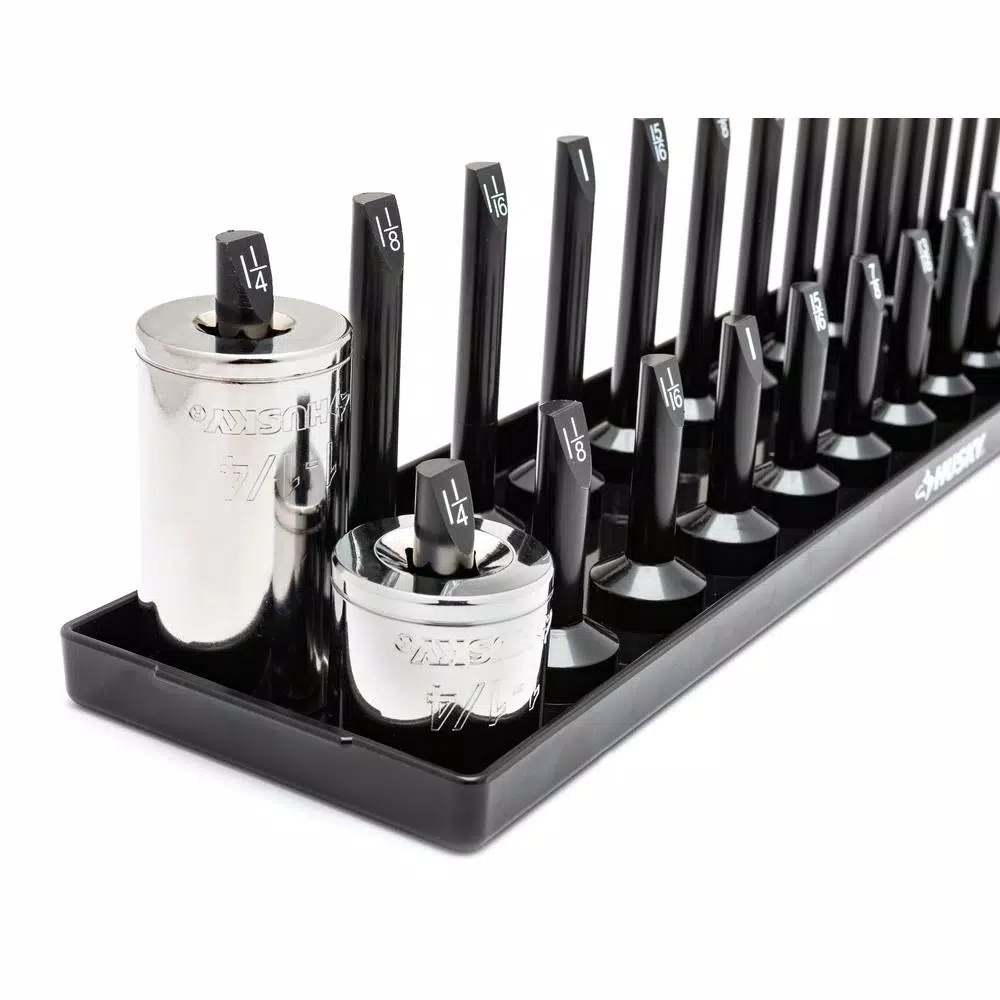 Husky 6-Piece SAE and Metric Socket Rack Set for 1/4 in., 3/8 in., and 1/2 in. Drives