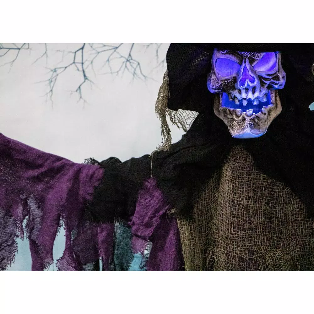 Haunted Hill Farm 6 ft. Animated Skeleton Witch Halloween Prop with Multi-Color Light Effects