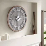 Utopia Alley 28" Oversized Roman Numeral Wall Clock, Gray Wood Finish & Metal Face thumbnail 9