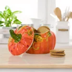 Gibson Home Stoneware Pumpkin Cookie Jar with Lid, Orange thumbnail 10