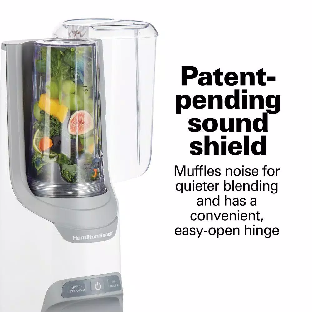 Hamilton Beach Power Blender Plus 20 oz. Personal Blender with Sound Shield, 800W Peak Power, White