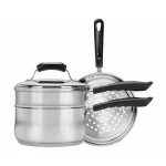 Range Kleen Basics 3 Qt. Stainless Steel Double Boiler and Steamer Set with Lid (4-Piece) thumbnail 1