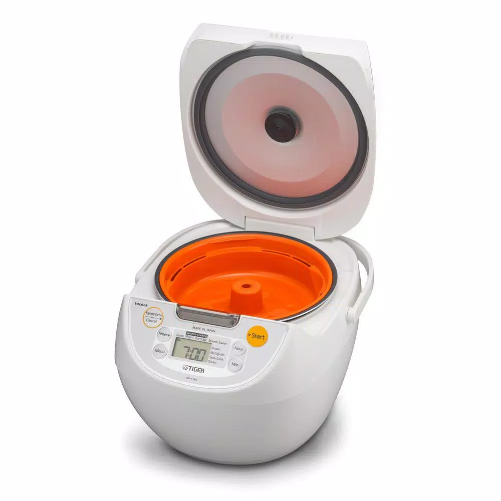 Tiger JBV-S 10-Cup Micom Rice Cooker with Tacook Cooking Plate, Slow Cooker & Steamer, White