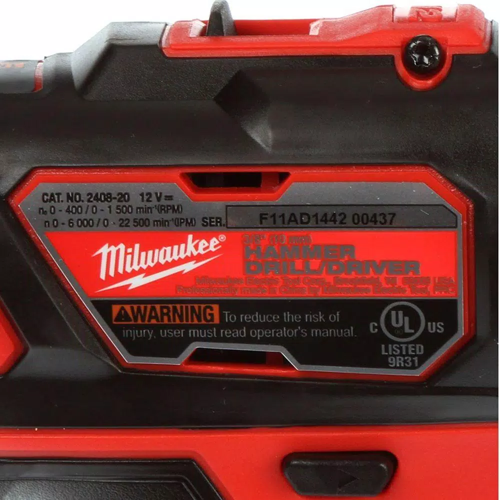 Milwaukee M12 12V Lithium-Ion Cordless 3/8 in. Hammer Drill/Driver Kit with Two 1.5 Ah Batteries and Hard Case