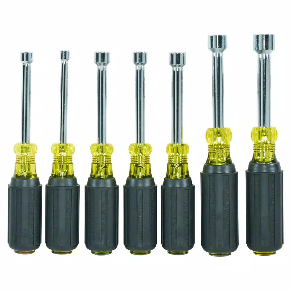 Klein Tools 7-Piece Magnetic Nut Driver Set with 3 in. Hollow Shafts and Cushion Grip Handles
