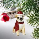 Design Toscano Bulldog Holiday Dog Ornament Sculpture, Hand-Painted Resin thumbnail 2