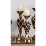 ORE International Curvae Bejewelled Golden Stencils Candleholder Set of 2, 14 in. & 16 in. thumbnail 2