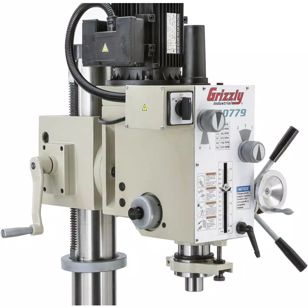 Grizzly Industrial Heavy-Duty Floor Model Gearhead Drill Press with 2 HP Motor, 220V