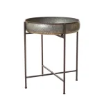 Glitzhome 25.79 in. Galvanized Metal Farmhouse Shelf with Removable Round Tray thumbnail 3