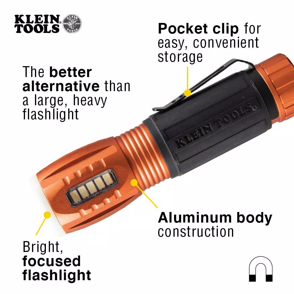 Klein Tools LED Flashlight with Work Light, 235 Lumens, Waterproof IP67