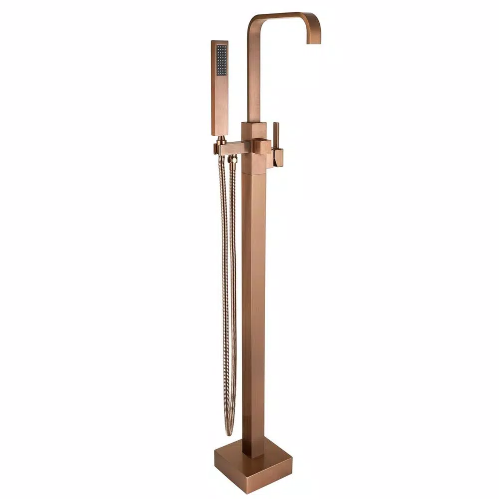 AKDY Freestanding Floor Mount Roman Tub Faucet with Hand Shower, Antique Bronze