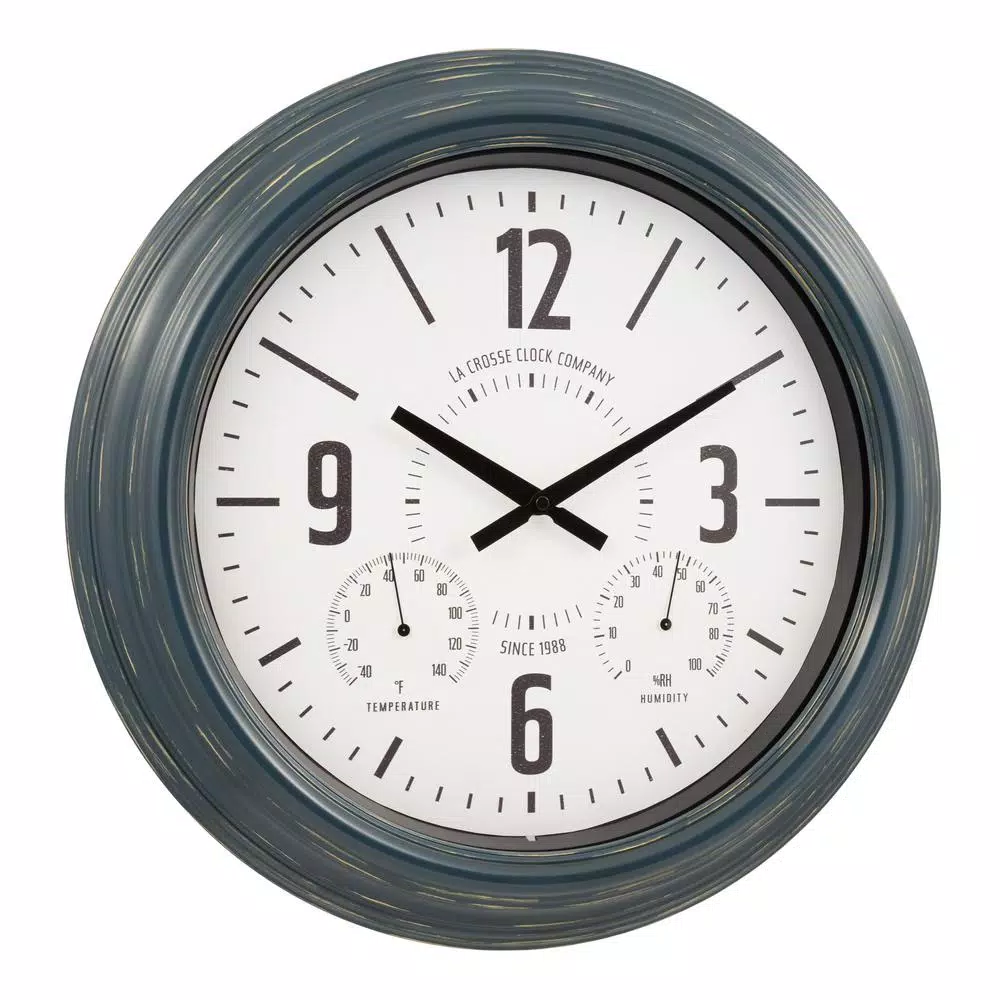 La Crosse Technology La Crosse Clock Company 18 in. Hamilton Metal Analog Quartz Indoor/Outdoor Wall Clock