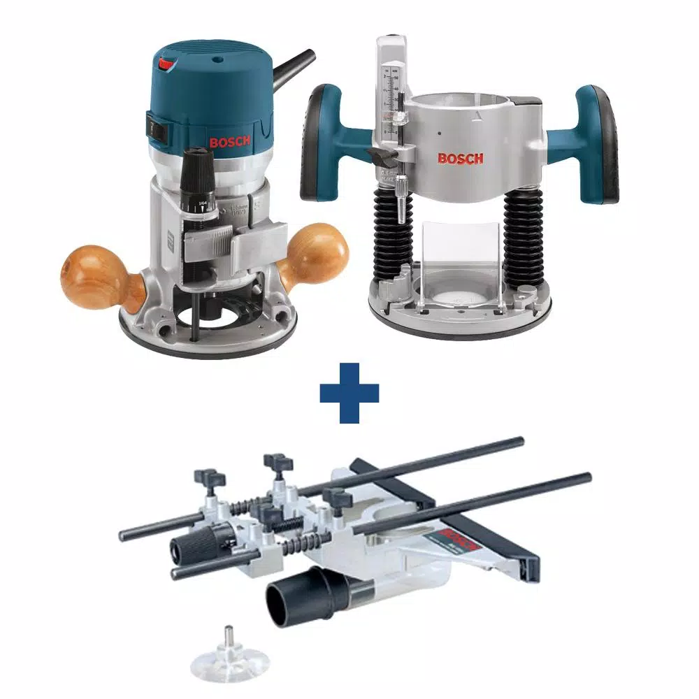 Bosch 1617EVSPK 2.25 HP Corded Router Kit with Plunge and Fixed Bases, Edge Guide, and Dust Extraction