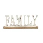 LITTON LANE 15 in. Silver Aluminum FAMILY Standing Sign with Oak Brown Mango Wood Base thumbnail 2