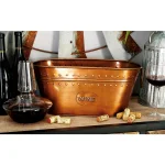 LITTON LANE 17 x 8 in. Oval Metal Wine Cooler with Ring Handles - Polished Copper Brass and Patina thumbnail 1