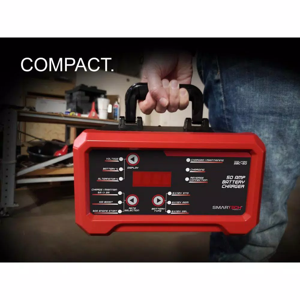 Smartech Products Smartech SBC-50 6V/12V Smart Automotive Battery Charger and 50A Jump Starter