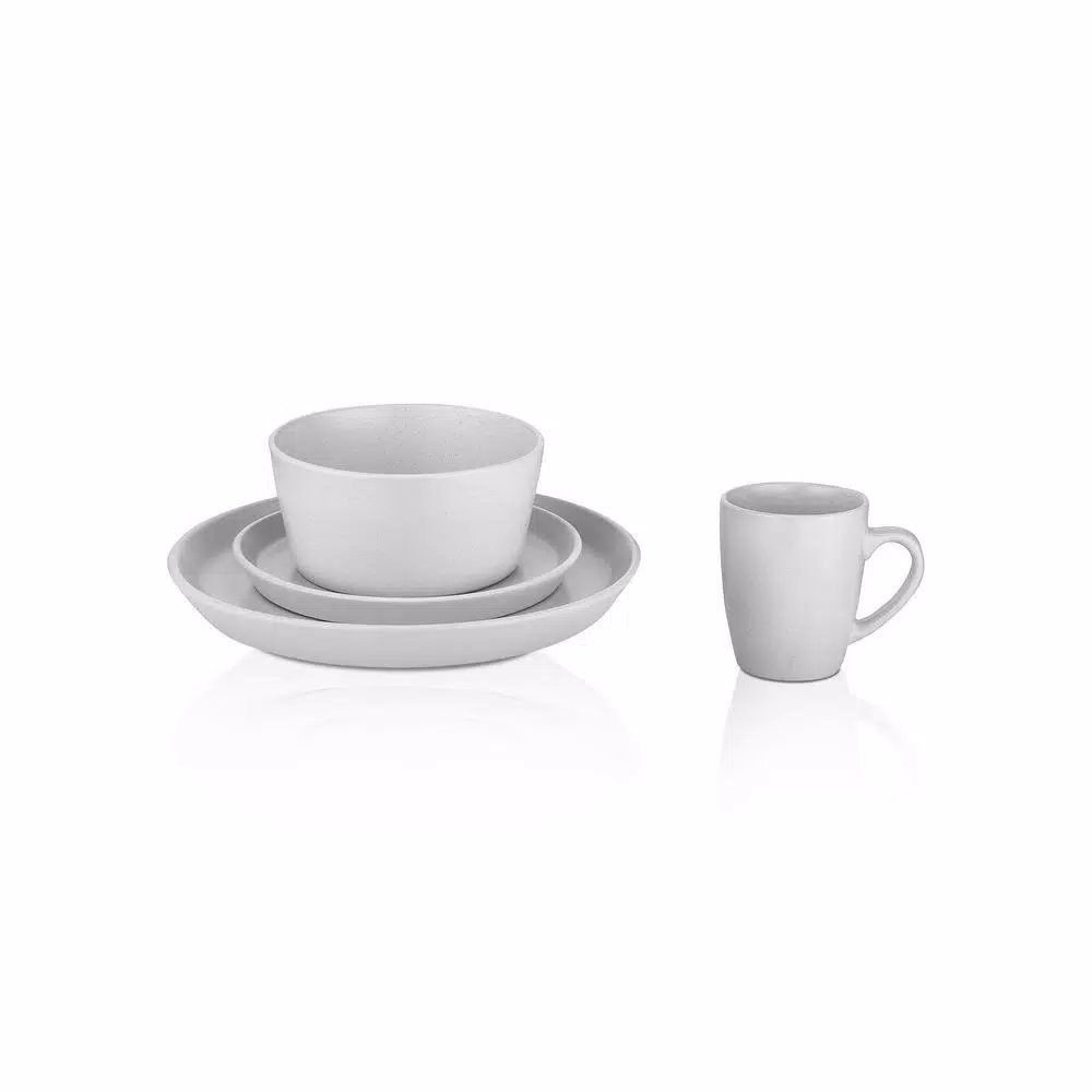 STONE LAIN 32-Piece Snow White Stoneware Dinnerware Set, Service for 8