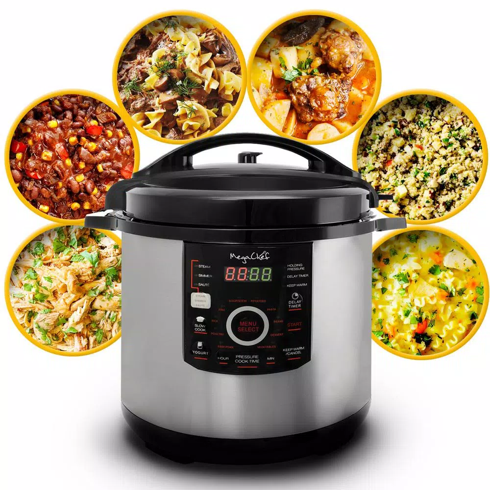 MegaChef Mega Chef 12 Qt. Digital Electric Pressure Cooker with 15 Presets, Black and Silver