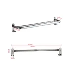 Unbranded 23.5 in. Stainless Steel Towel Rail with 2 Hooks, Chrome Polished Bathroom Towel Rack thumbnail 4