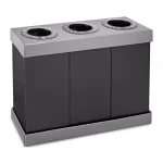 Alpine Industries 28 Gal. Black Corrugated Plastic 3-Compartment Indoor Trash and Recycling Bin thumbnail 1