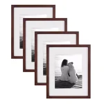 DesignOvation Gallery Wood Picture Frame Set, Walnut Brown, 11x14 in. Matted to 8x10 in. (Set of 4) thumbnail 1