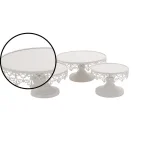 LITTON LANE White Iron Round Cake Stand Set of 3 with Lattice Lace Overhang thumbnail 2