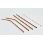ExcelSteel 10 Pc Rose Gold Stainless Steel Reusable Straw Set with Cleaning Brushes thumbnail 1
