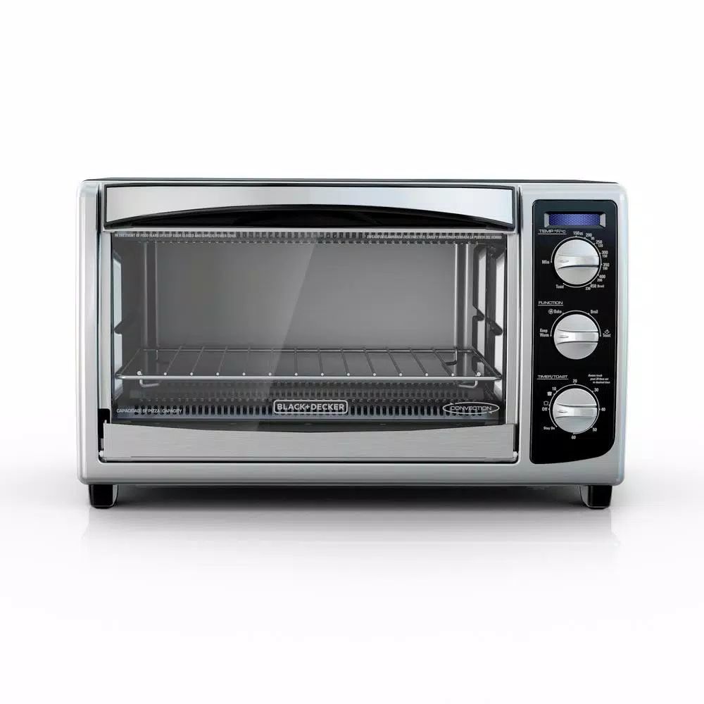 BLACK+DECKER 1500W 6-Slice Stainless Steel Convection Toaster Oven with Broiler Pan
