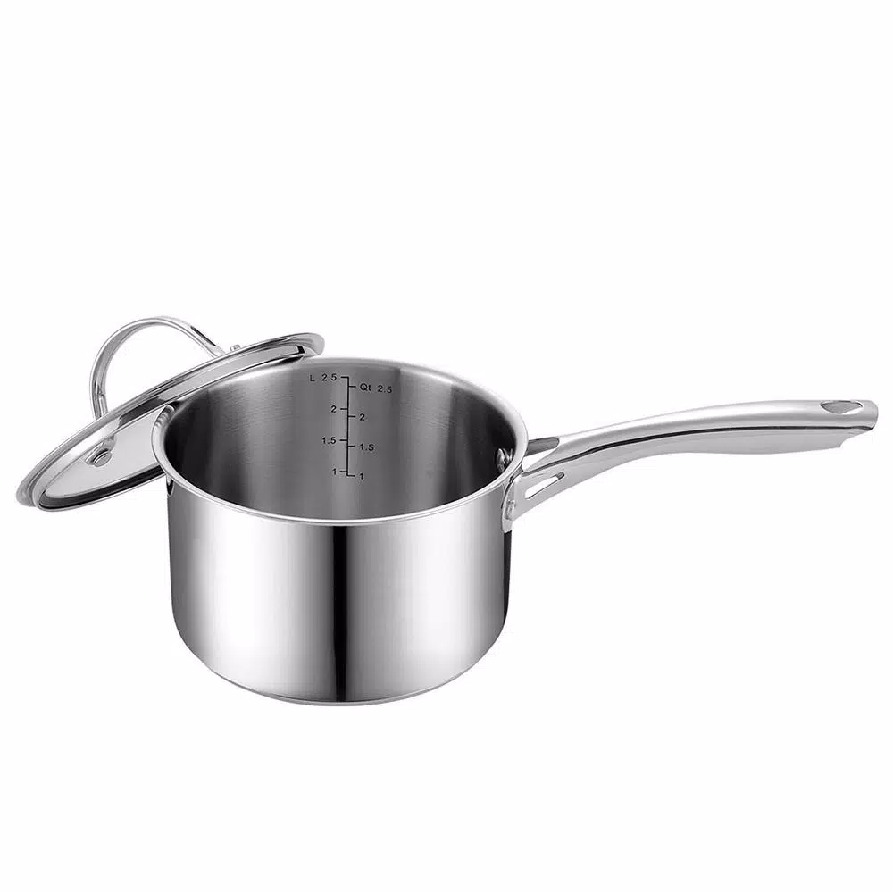 Cooks Standard 3 Qt. Stainless Steel Saucepan with Tempered Glass Lid