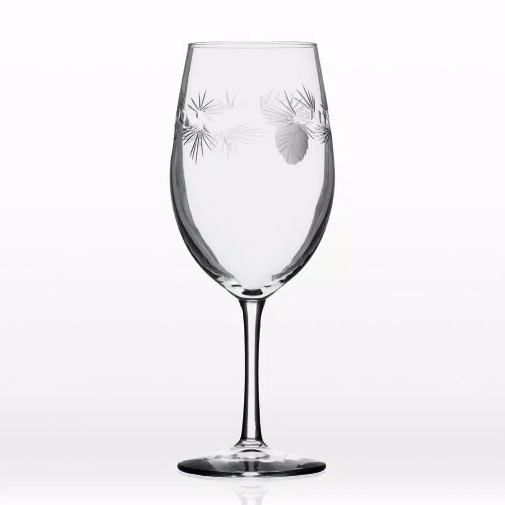 Rolf Glass Icy Pine 18 oz. Etched All Purpose Wine Glasses, Set of 4