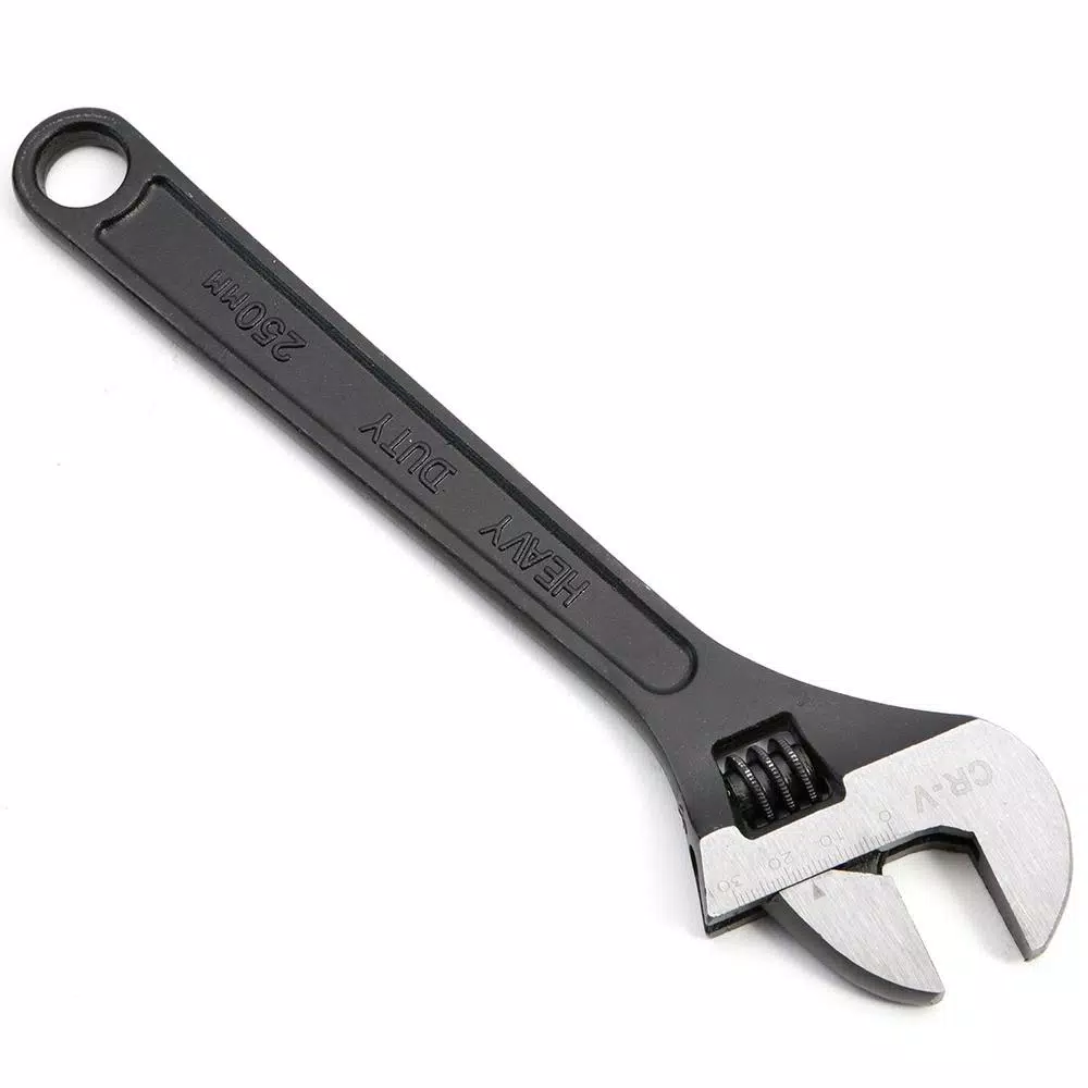 Stark 10 in. Adjustable Wrench, Black Chrome Vanadium Steel with Built-in SAE/Metric Scale