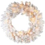 Fraser Hill Farm 30 in. Icy Fir Artificial Christmas Wreath with 300 Cool White LED Lights thumbnail 1