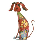 LITTON LANE Whimsical Dog Iron Sculpture with Floral Botanical Details and Wagging Spring Tail thumbnail 1