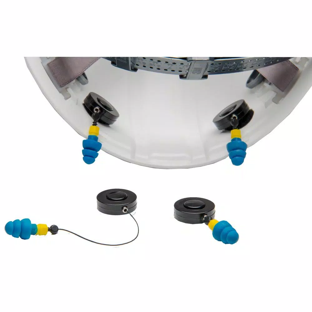 Unbranded ReadyMax Ripcord Retractors with NRR 25 dB Silicone PermaPlugs for Hard Hats and Bump Caps