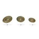 LITTON LANE Natural and Black Spiral Design Wicker Trays, Set of 3 thumbnail 5