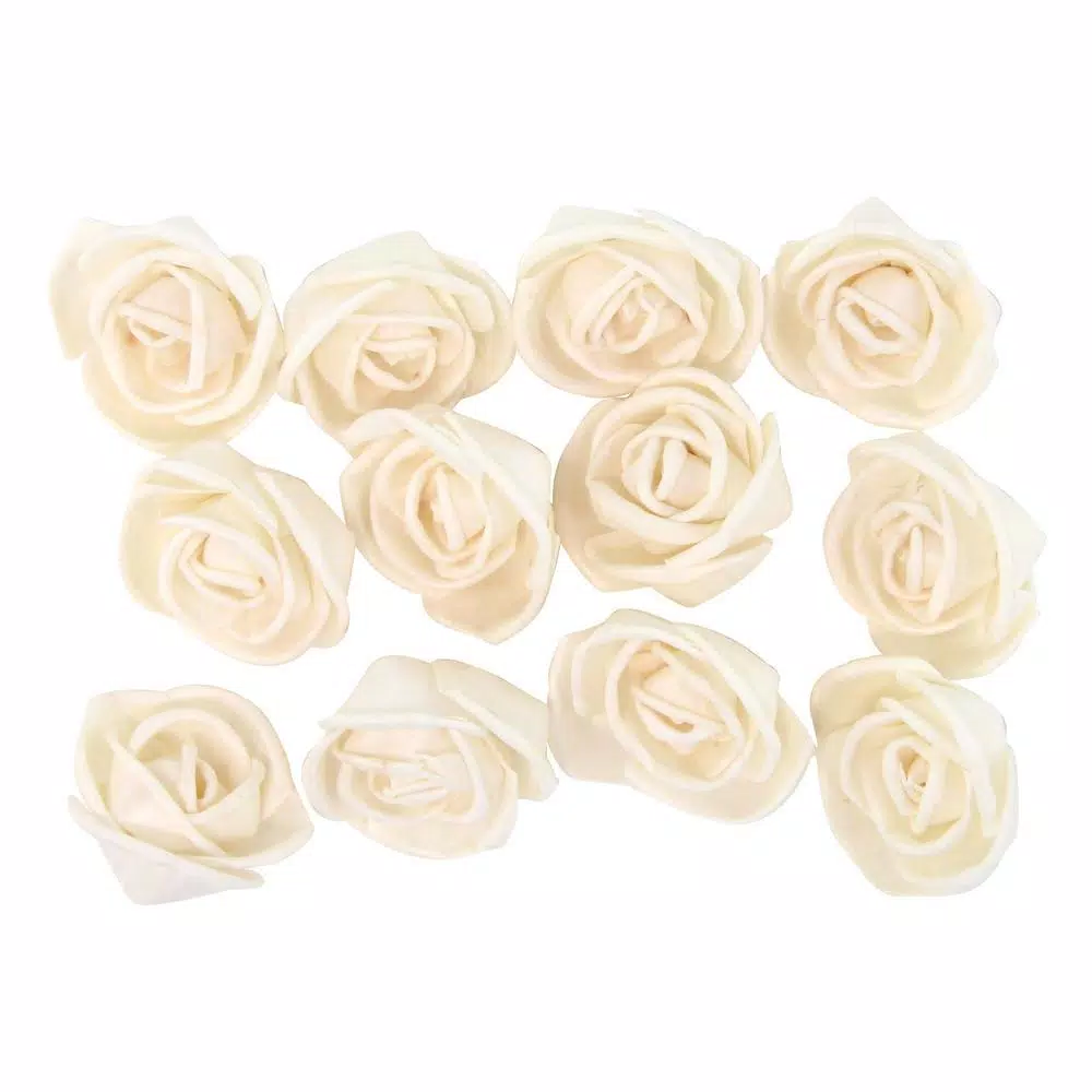 LITTON LANE White Sola Boxed Rose Flowers, Set of 2 - All-Natural Plant Fiber Decorative Rose Fillers