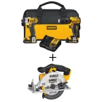 DEWALT 20V MAX Cordless Drill, Impact Driver & 6-1/2 in. Circular Saw Combo Kit with (2) 1.5 Ah Batteries thumbnail 1