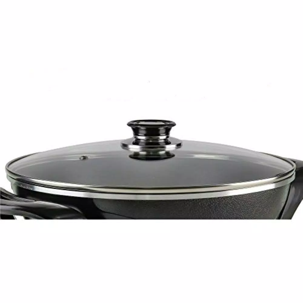Ovente 13-Inch Non-Stick Electric Skillet with Tempered Glass Lid and Adjustable Temperature Control, Black