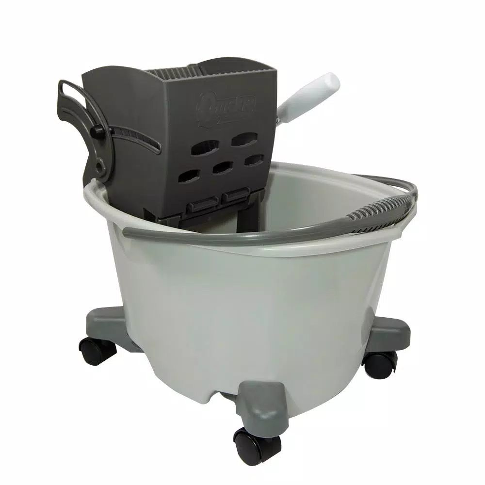 Quickie 5 Gallon Plastic Mop Bucket with Wringer and Heavy-Duty Steel Handle