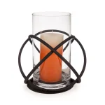 Danya B Orbits Black Metal and Clear Glass Hurricane Candleholder thumbnail 2
