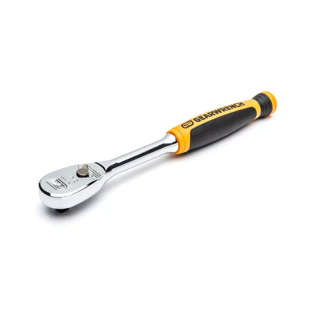 GearWrench 1/4 in. Drive 90-Tooth Dual Material Teardrop Ratchet, 6 in.