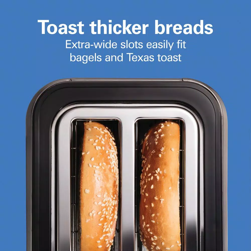Hamilton Beach Expert-Toast 2-Slice Toaster, 900W, Black and Stainless Steel with Wide Slots