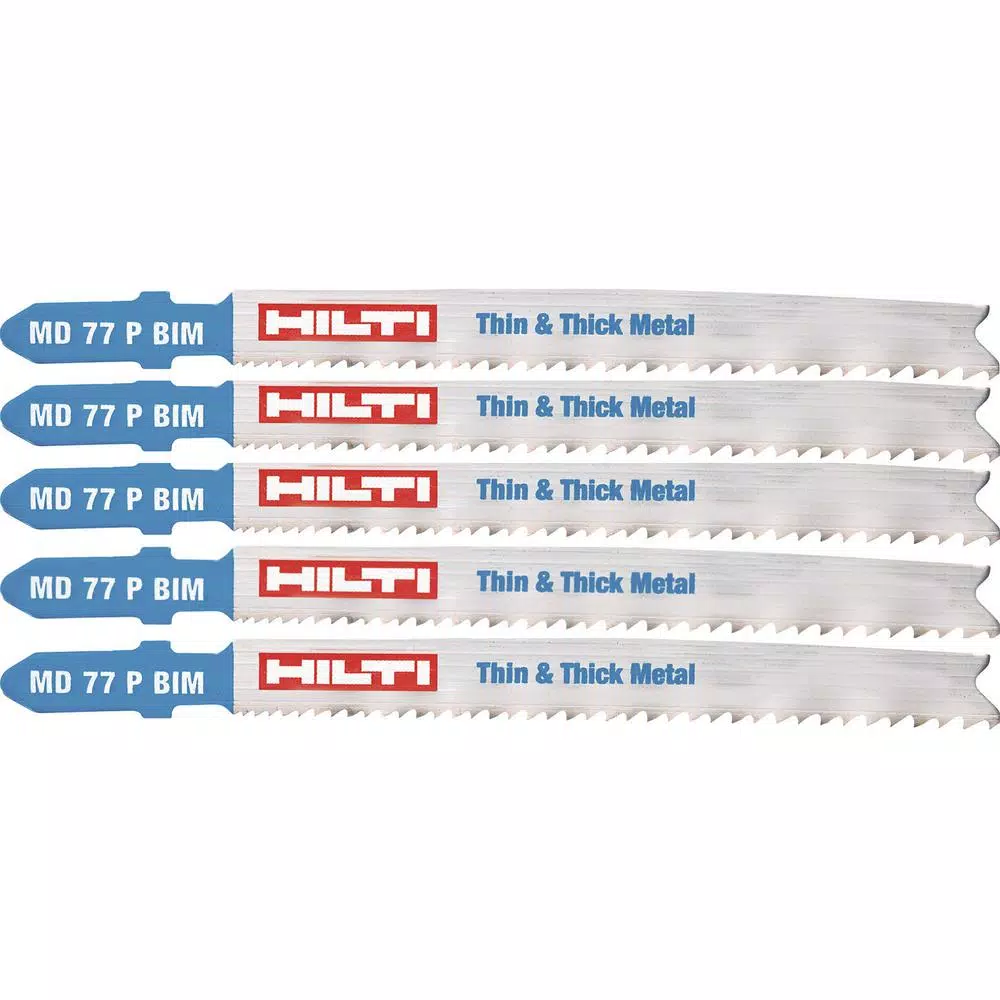 Hilti MD 77 Bi-Metal T-Shank Premium Jig Saw Blades, 3 in., 10-21 TPI (5-Pack)