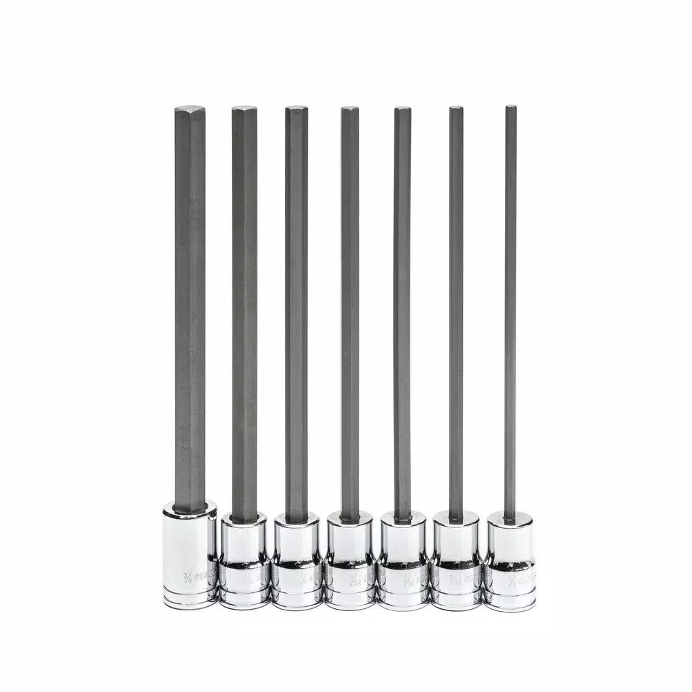 GearWrench 3/8 in. Drive Long Length Hex Bit SAE Socket Set, 7-Piece