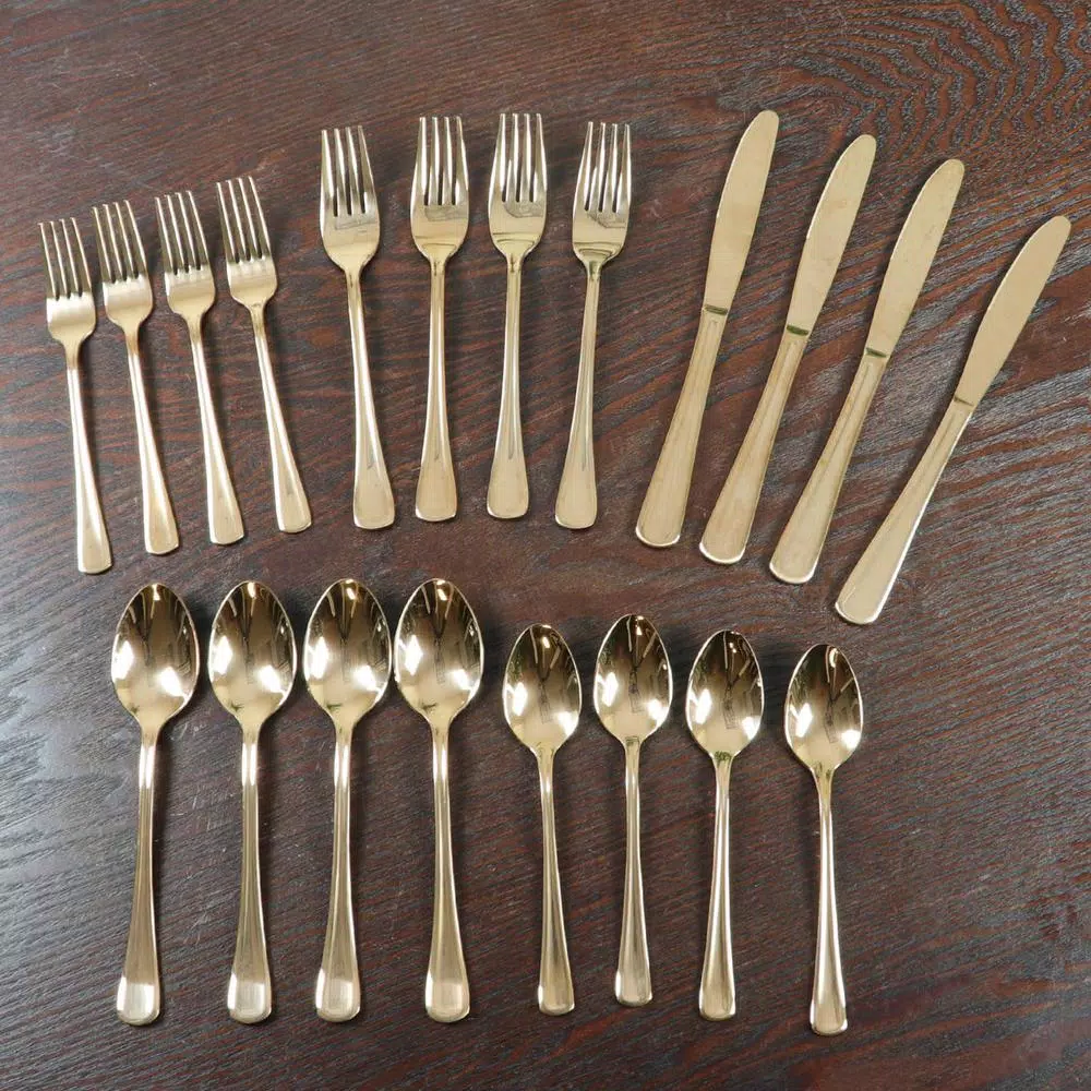 Gibson Home Goldie Rose 20-Piece Stainless Steel Flatware Set, Rose Gold Finish, Service for 4