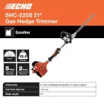 ECHO 21 in. 21.2 cc Gas 2-Stroke Hedge Trimmer with RazorEdge Blades thumbnail 3